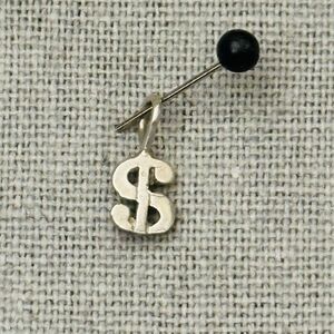 Vintage Sterling Silver Dollar Sign Charm Small 1/2" Pendant Good Luck Money